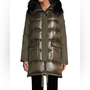 Derek Lam 10 Crosby hooded puffer with fur trim